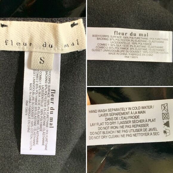 Fleur du Mal PVC Frankie Lace Bodysuit in Black Size S - Picture 11 of 12